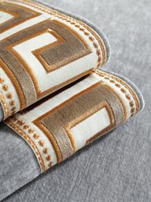 1入組幾何提花裝飾沙發坐墊現代壓花設計沙發墊套 - 淺灰色 - 查看 5