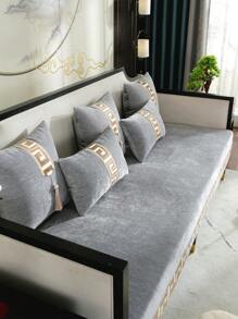 1入組幾何提花裝飾沙發坐墊現代壓花設計沙發墊套 - 淺灰色 - 查看 6