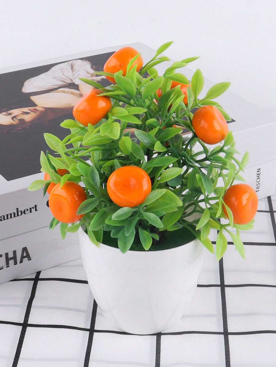 1盆小型橙色盆栽,適合聖誕/新年裝飾,家居氛圍營造,花園環境打造等用途 - 黃色 - 查看 1