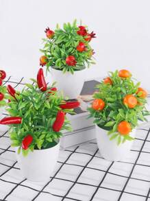 1盆小型橙色盆栽,適合聖誕/新年裝飾,家居氛圍營造,花園環境打造等用途 - 黃色 - 查看 4