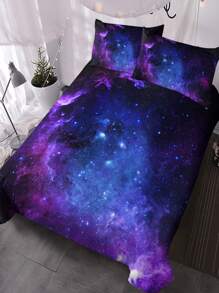 3入組銀河圖案無填充物被套現代星星和雲紋印花被套套裝1入組被套和2入組枕套適用於臥室 - 彩色 - 查看 1