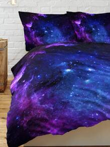3入組銀河圖案無填充物被套現代星星和雲紋印花被套套裝1入組被套和2入組枕套適用於臥室 - 彩色 - 查看 4