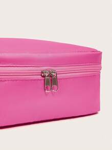 1pc Polyester Storage Bag, Minimalist Solid Color Portable Toiletry Storage Bag, Gift For Valentine's Day,Boho Vibes - Rose Red - View 6