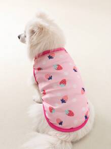 1入組草莓圖案寵物背心適用於狗狗和貓適合夏天 - 彩色 - 查看 1