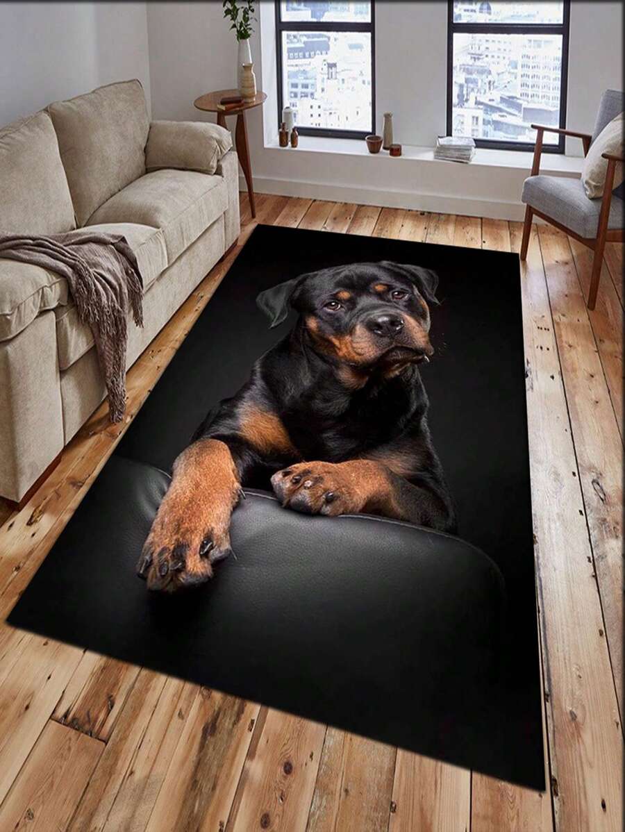 1pc Dog Pattern Rug, Cute Polyester Floor Carpet For Home - Multicolor - View 1