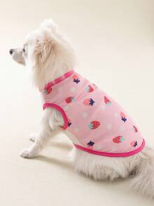 1入組草莓圖案寵物背心適用於狗狗和貓適合夏天 - 彩色 - 查看 4