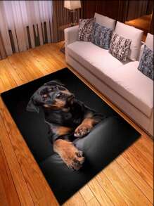 1pc Dog Pattern Rug, Cute Polyester Floor Carpet For Home - Multicolor - View 2
