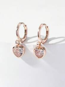 Heart-Shaped Cubic Zirconia Earrings, Gift For Valentine's Day, Mother's Day
