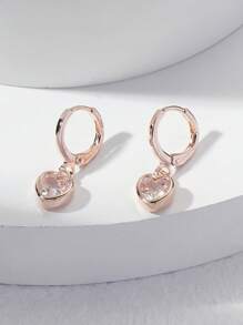 Heart-Shaped Cubic Zirconia Earrings, Gift For Valentine's Day, Mother's Day