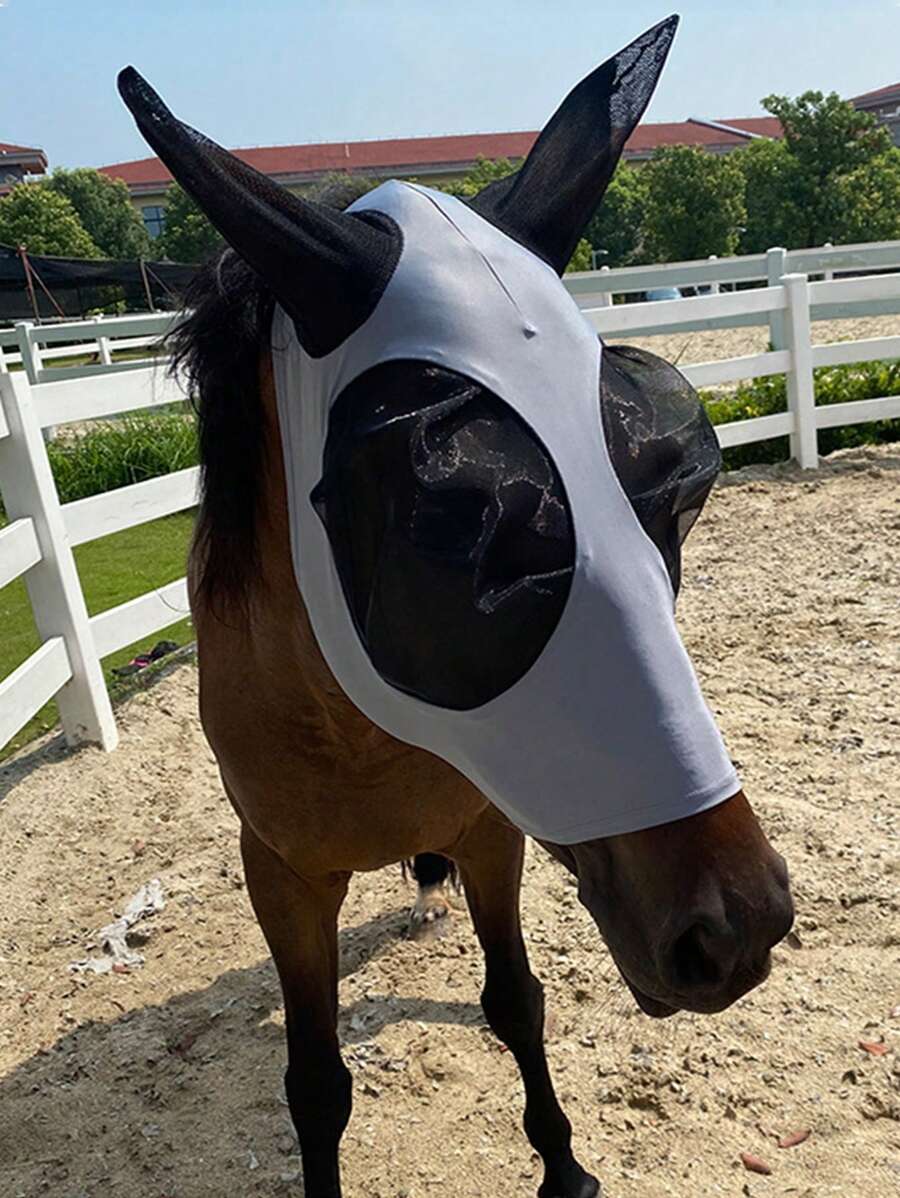 mặt nạ ngựa màu ngẫu nhiên cho động vật trang trại để ngăn muỗi - Nhiều màu - Xem 1