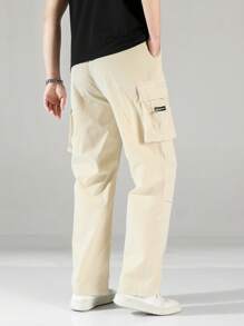 Manfinity EZcore Men Flap Pocket Side Drawstring Waist Cargo Trousers - Khaki - View 2