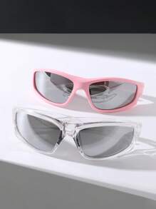 2pairs Women Wrap Around Fashion Glasses For Daily Life Street Sunglasses Beach Sun Glasses - Multicolor - View 1