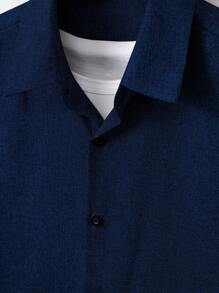 Manfinity Homme Bộ hai mảnh Nam Dây kéo Nút phía trước màu trơn Giải trí - Màu xanh hải quân - Xem 4