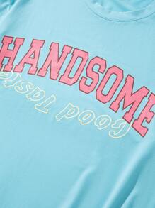 Manfinity Homme Men Letter Graphic Tee - Baby Blue - View 4