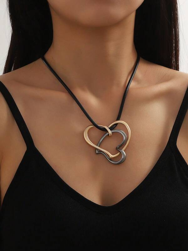 1 pièce Collier pendentif en forme de cœur mode en alliage de zinc pour femmes pour la décoration quotidienne, Saint-Valentin