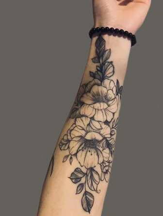 1sheet Floral Pattern Waterproof Tattoo Sticker