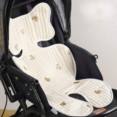 1個 キルト刺繍ベビーカー シート クッション、薄手 オールシーズン ユニバーサル刺繍シートパッド