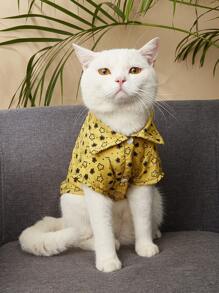 1pc Star Print Pet Shirt For Dog And Cat For Spring - Yellow - View 1