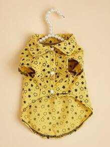 1pc Star Print Pet Shirt For Dog And Cat For Spring - Yellow - View 2