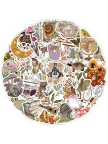 50 cái Nhãn dán các loại hoa văn hỗn hợp, Nhãn dán đa năng cổ điển cho thủ công DIY, trang trí, tài khoản cầm tay - Nhiều màu - Xem 1