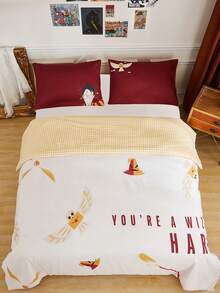 Warner Bros 100 Years X SHEIN 卡通和標語圖案被套套裝不附帶內芯 - 彩色 - 查看 3