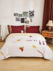 Warner Bros 100 Years X SHEIN 卡通和標語圖案被套套裝不附帶內芯 - 彩色 - 查看 5