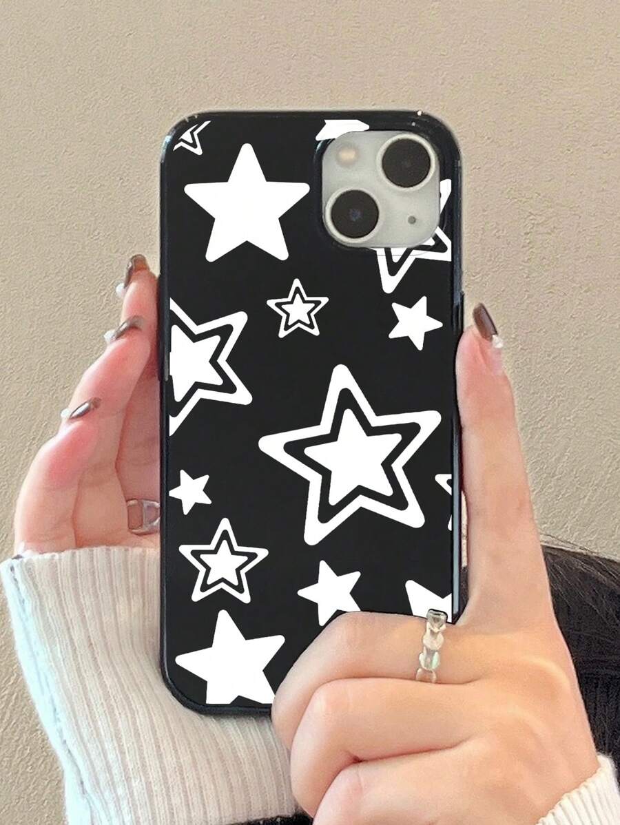 1pc Compatible With IPhone Case With Star Print, Large Hole, And Glossy Surface, Jelly-Style Earphone Case - Multicolor - View 1