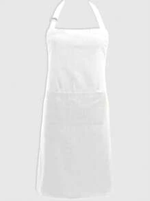1pc Polyester Apron, Simple White Cooking Apron For Kitchen,Kitchen,Bathroom,Home,Household Supplies - White - View 1