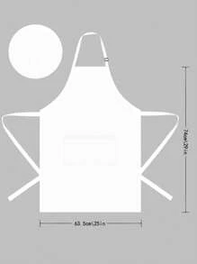 1pc Polyester Apron, Simple White Cooking Apron For Kitchen,Kitchen,Bathroom,Home,Household Supplies - White - View 2