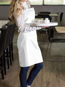 1pc Polyester Apron, Simple White Cooking Apron For Kitchen,Kitchen,Bathroom,Home,Household Supplies - White - View 5