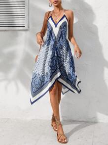 GENKIRA 佩斯利印花手帕下擺吊帶連衣裙 - 彩色 - 查看 4