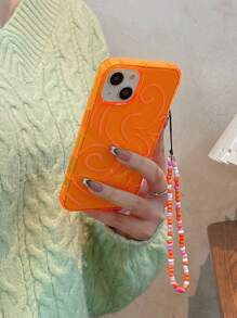 Capas de telefone listrado fluorescente laranja anti-queda com corda