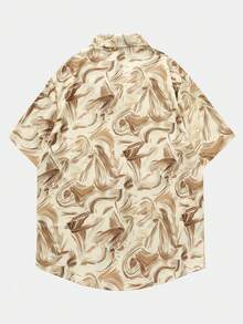 ROMWE MEN Street Life Guys All Over Print Button Front Shirt - Multicolor - View 2