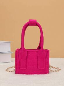 Girls Felt Square Bag Chain Neon Pink Funky Chain - Hot Pink - View 5