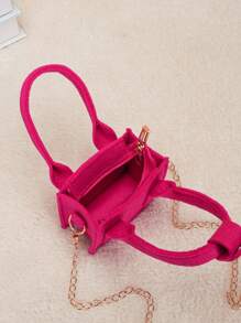 Girls Felt Square Bag Chain Neon Pink Funky Chain - Hot Pink - View 7