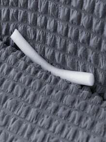 1pc Polyester Sofa Slipcover, Minimalist Ruffle Trim Stretch Sofa Slipcover For Living Room - Grey - View 3