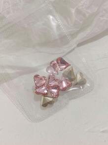 1袋10入組玻璃製粉紅色不規則心形裝飾，DIY指甲藝術裝飾，指甲寶石，美甲用品
