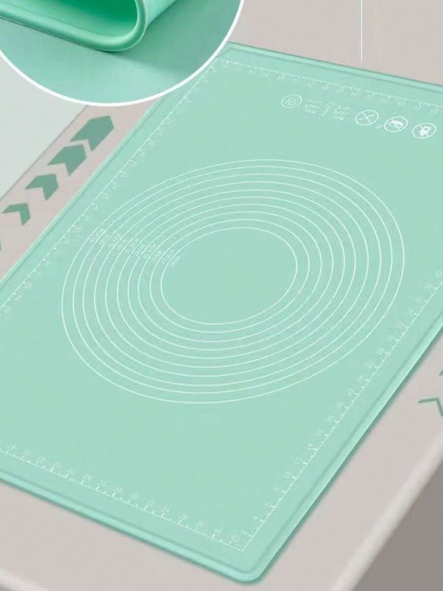 1pc Silicone Baking Mat, Simple Green Pastry Baking Mat For Kitchen - Mint Green - View 1