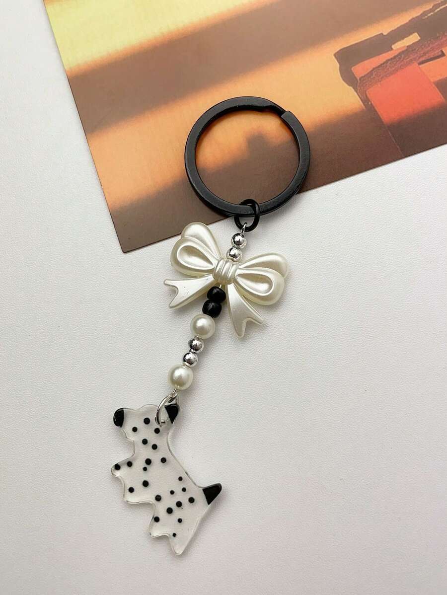 1 pieza Mujer con diseño de lazo con diseño de perro creativo Llavero para clave Decoración