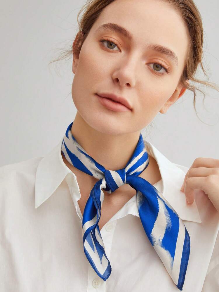 Mujer 1 pieza Pañuelo 100% sedoso con estampado moda para diariamente