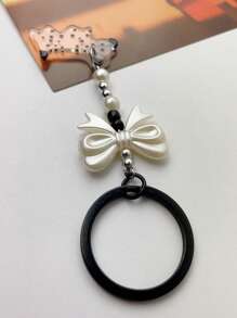 1 pieza Mujer con diseño de lazo con diseño de perro creativo Llavero para clave Decoración
