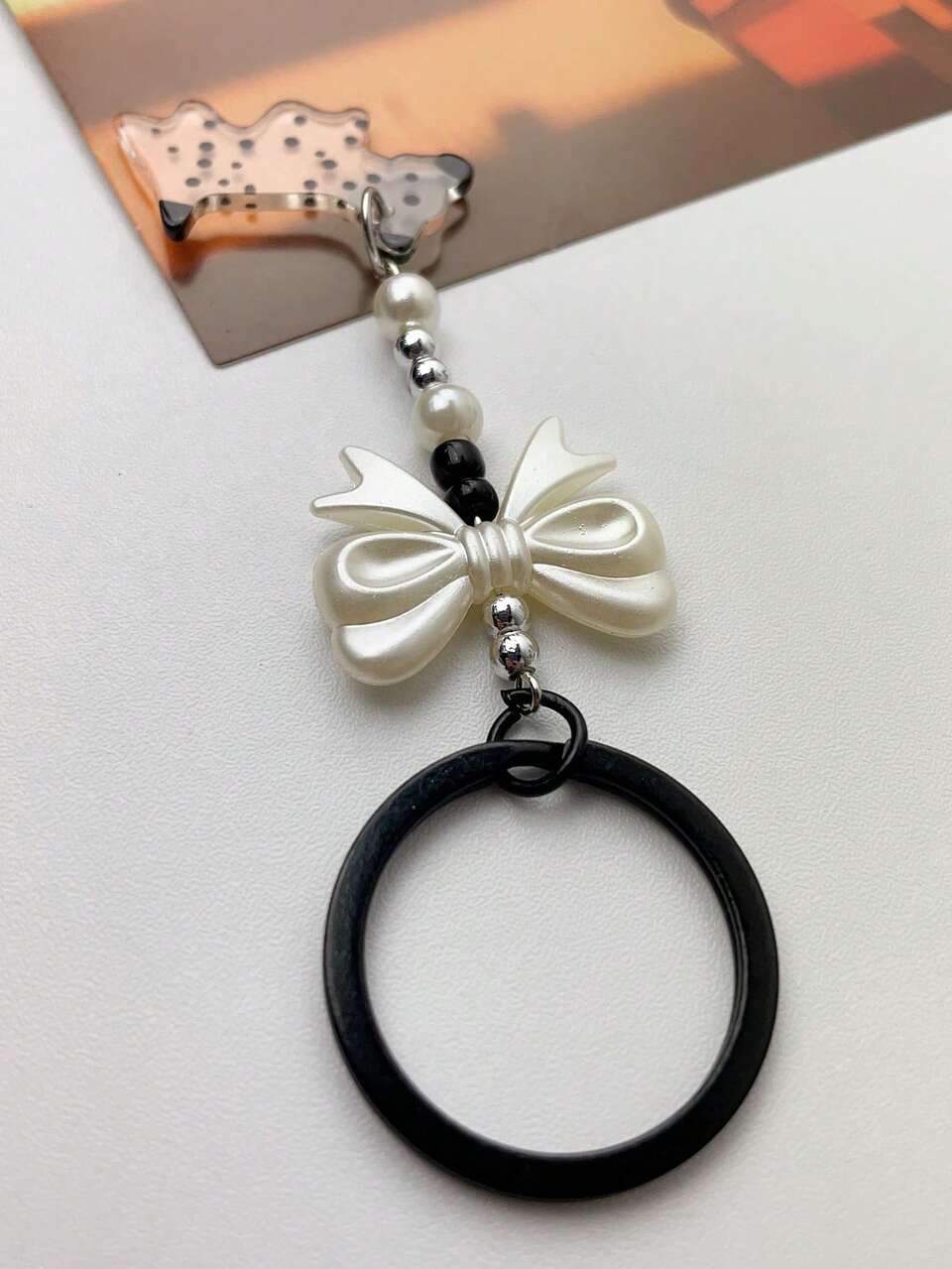 1pc Women Bow Decor Dog Charm Creative Keychain For Key Decoration