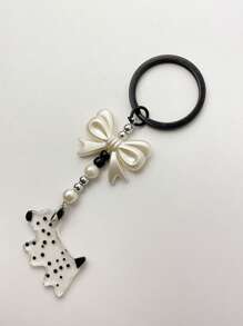 1 pieza Mujer con diseño de lazo con diseño de perro creativo Llavero para clave Decoración