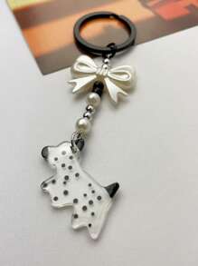 1 pieza Mujer con diseño de lazo con diseño de perro creativo Llavero para clave Decoración