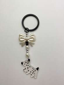 1 pieza Mujer con diseño de lazo con diseño de perro creativo Llavero para clave Decoración