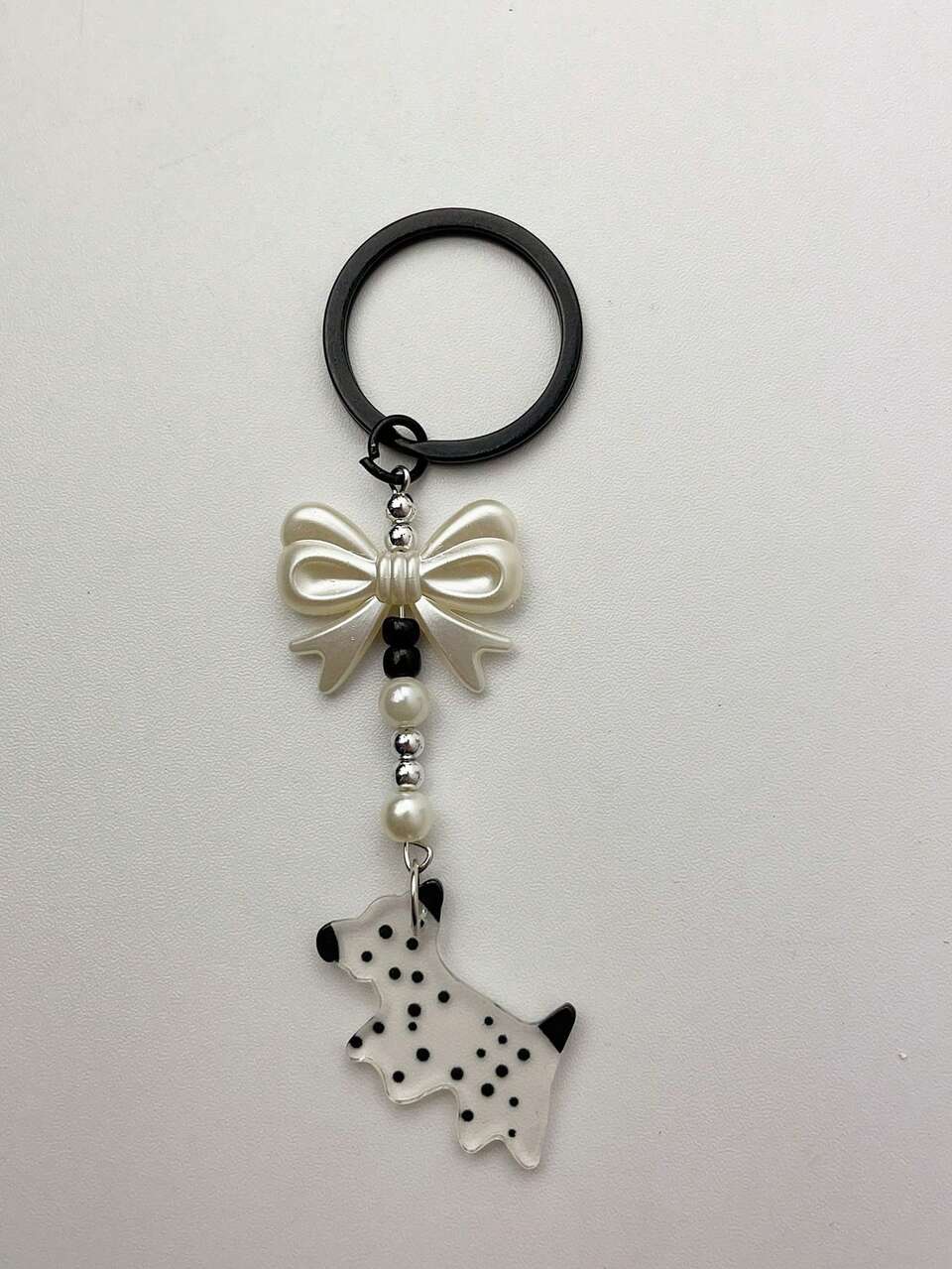 1pc Women Bow Decor Dog Charm Creative Keychain For Key Decoration