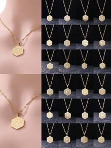 Letter Graphic Geometric Charm Necklace