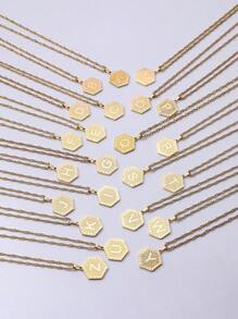 Letter Graphic Geometric Charm Necklace