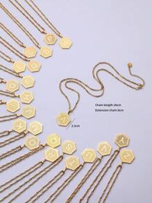 Letter Graphic Geometric Charm Necklace