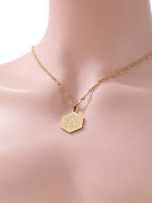 Letter Graphic Geometric Charm Necklace